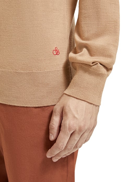 REGULAR FIT TURTLENECK PULLOVER IN MERINO WOOL CAMEL MELANGE 7