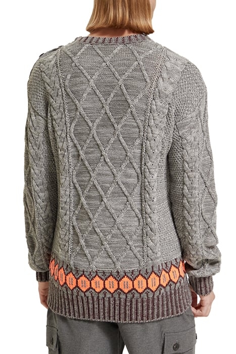 DROPPED SHOULDER FIT WOOL BLEND STRUCTURE SWEATER GREY MELAN 2