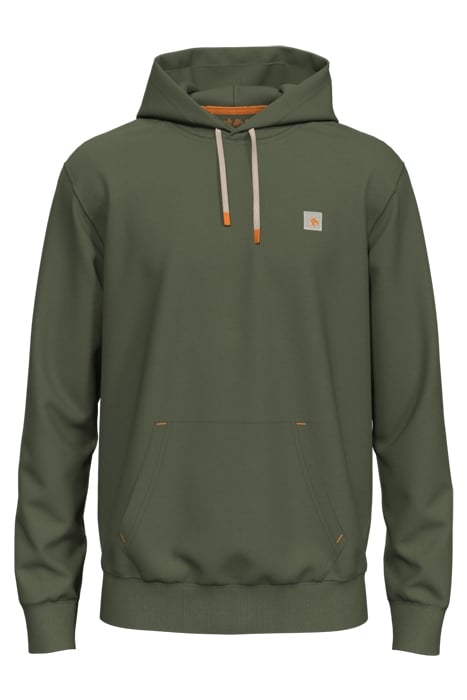 REGULAR FIT ESSENTIAL BADGE HOODIE IN ORGANIC COTTON ARMY 1