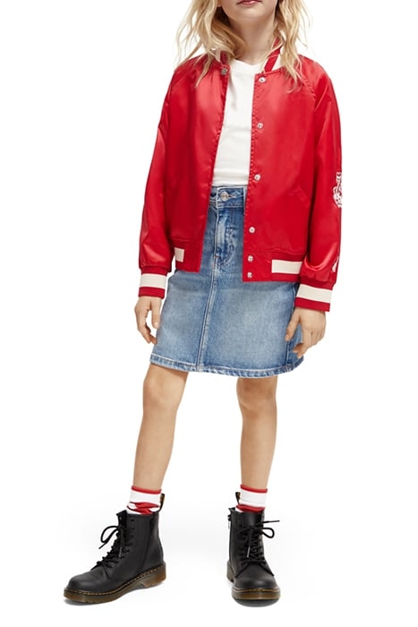 OVERSIZED VARSITY BOMBER JACKET AMP RED 3