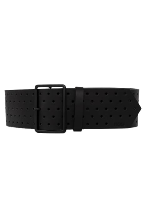 BLACK PERFORATED LEATHER WIDE BELT 2