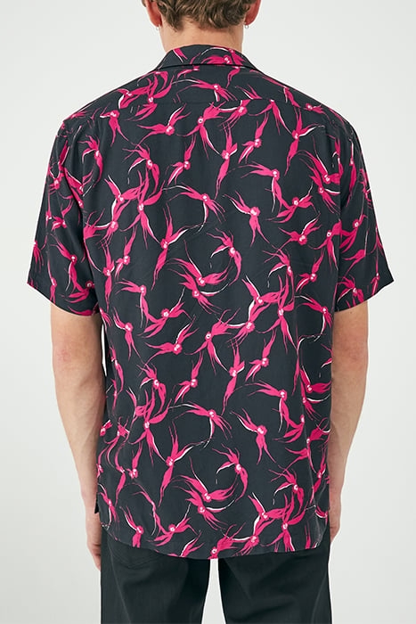 BLACK REGULAR SHIRT WITH PINK FLORAL PRINT 2