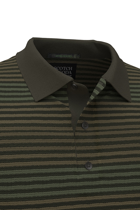 STRUCTURE KNITTED POLO IN ORGANIC COTTON MILITARY STRIPE 8