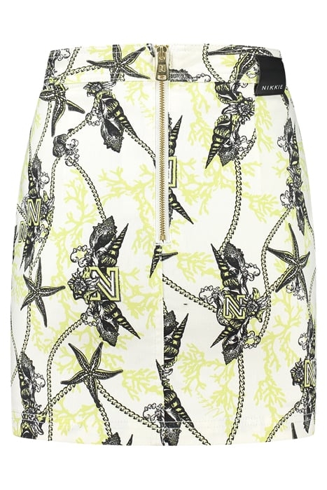 CHELSEA PRINTED SKIRT STAR WHITE/LIME YELLOW 2