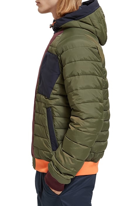 COLOUR BLOCK SOFTSHELL QUILTED BOMBER JACKET MILITARY COLOUR 6
