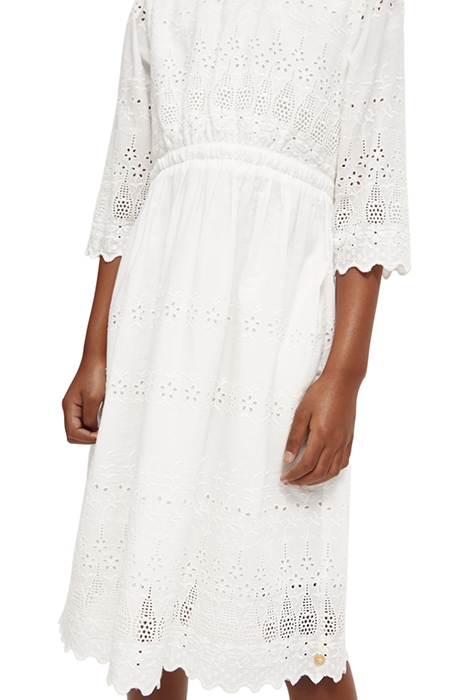 MIDI BRODERIE ANGLAISE DRESS OFF WHITE 7