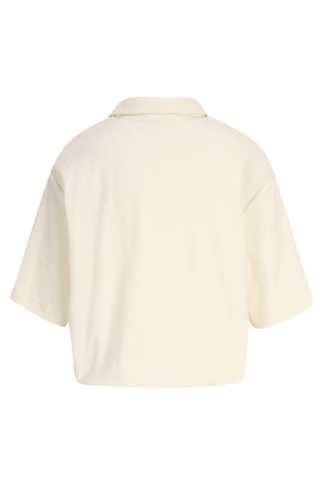 LUSAKA TOWELLING CROPPED POLO SHIRT ANTIQUE WHITE 5