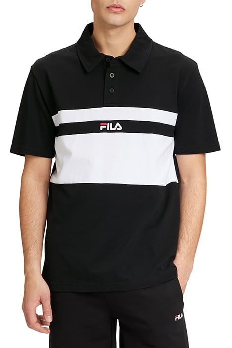 LESHAN BLOCKED POLO SHIRT BLACK-BRIGHT WHITE 1