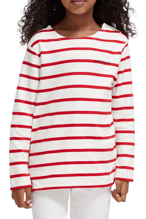 LONG-SLEEVED YARN-DYED STRIPE T-SHIRT AMP RED 1