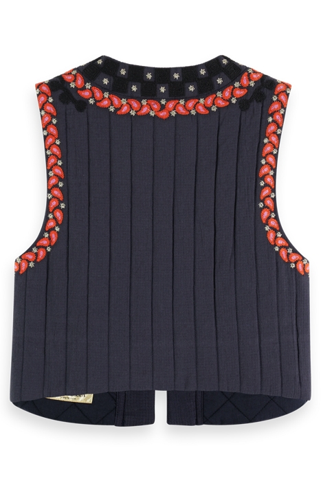 SHORTER-LENGTH EMBROIDERED GILET MIDNIGHT 4