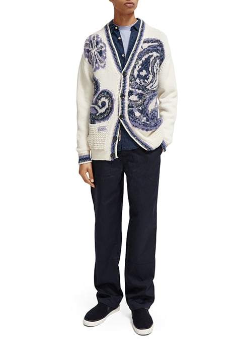 TAPE YARN INTARSIA CARDIGAN OFF WHITE 3