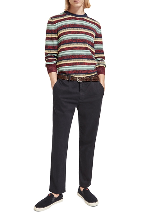 REGULAR FIT MIXED YARN STRIPE MIX PULLOVER RUBY MELANGE 3