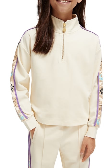 HALF-ZIP TAPE DETAIL SWEATSHIRT OFF WHITE 1