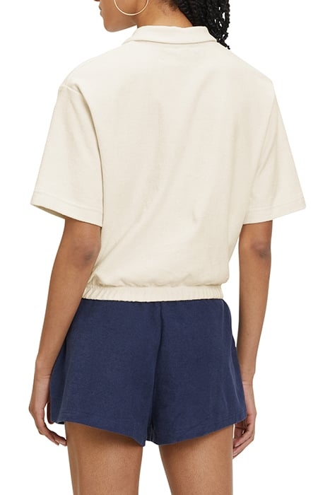 LUSAKA TOWELLING CROPPED POLO SHIRT ANTIQUE WHITE 2