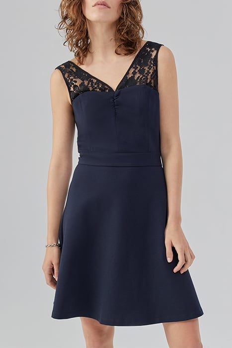 NAVY DRESS WITH BLACK LACE STRAPS 1
