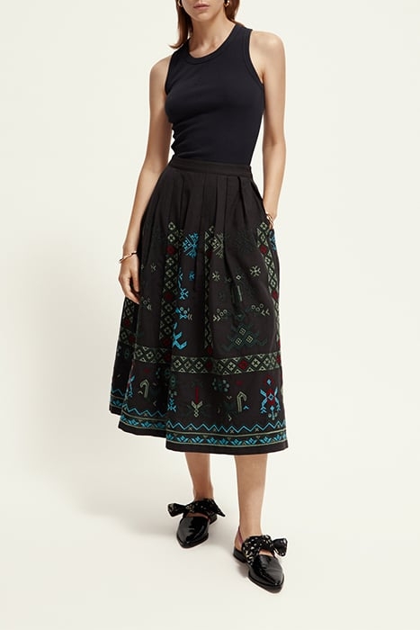 GEO EMBROIDERED SKIRT CHARCOAL 5