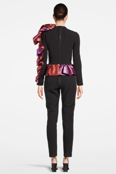 WOMEN‘S SIDE VOLANT OVERALL WITH SWAROVSKI CRYSTALS BLACK 2