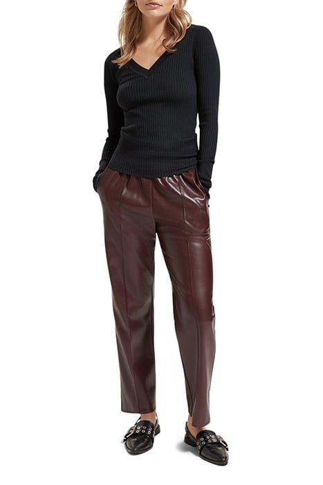 SKINNY RIB V NECK PULLOVER BLACK 3