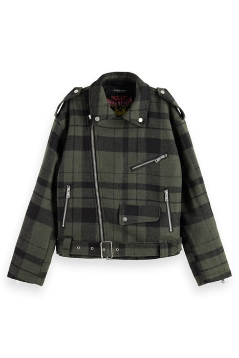 GREEN CHECK BIKER JACKET MILITARY GREEN CHECK 4
