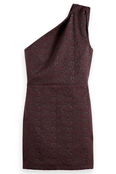 ONE SHOULDER MINI DRESS LEOPARD JACQUARD BORDEAUX 4