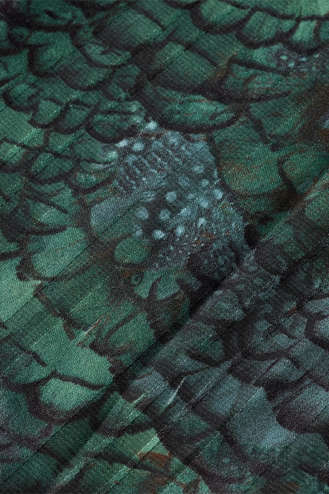 ASYMMETRIC WRAP DRESS FEATHER BOTTLE GREEN 8