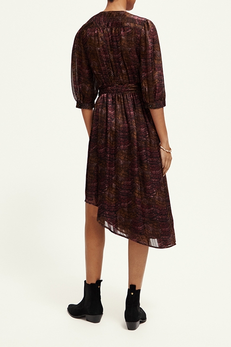 ASYMMETRIC WRAP DRESS FEATHER BORDEAUX 3