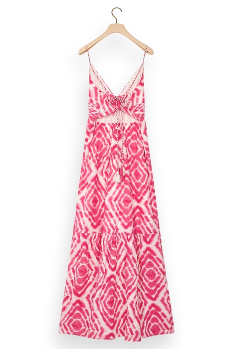 MAXI WAISTED DRESS DISCO TIE DYE POP PINK 4