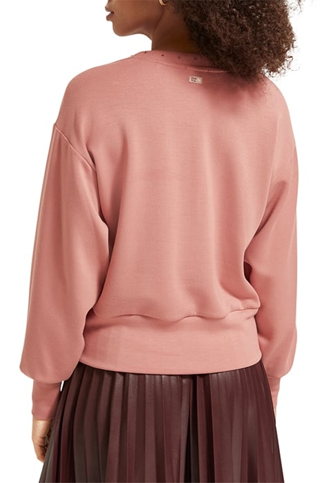 OPEN V-NECK BEADED SWEATSHIRT DUSTY ROSE 2