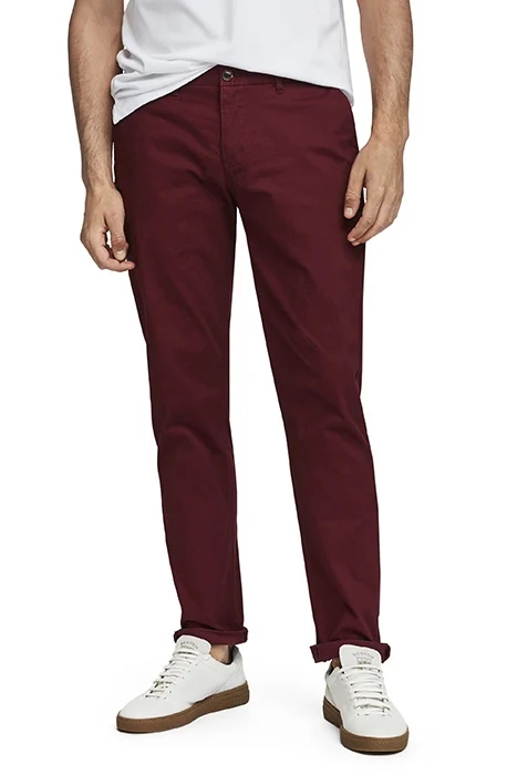 ESSENTIALS - STUART CLASSIC REGULAR SLIM FIT CHINO BORDEAUX 1