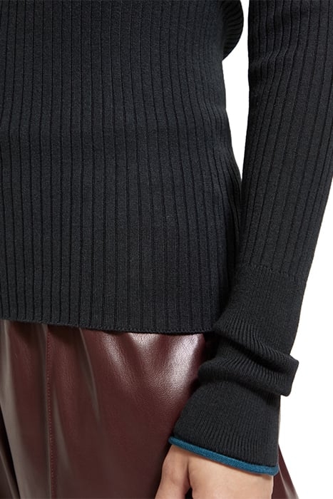 SKINNY RIB V NECK PULLOVER BLACK 7