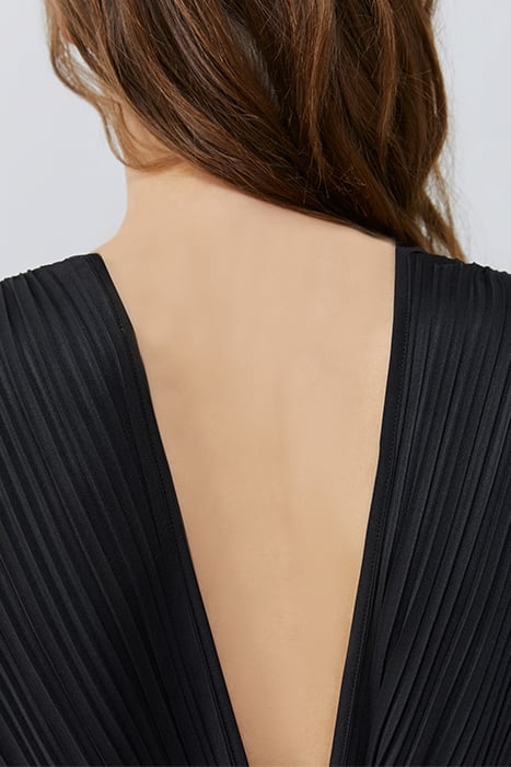 BLACK RECYCLED PLEATED LONG DRESS 6