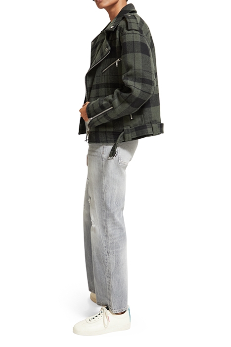 GREEN CHECK BIKER JACKET MILITARY GREEN CHECK 7