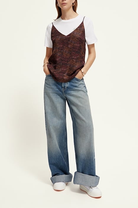 CAMISOLE WOVEN FRONT JERSEY BACK FEATHER BORDEAUX 3