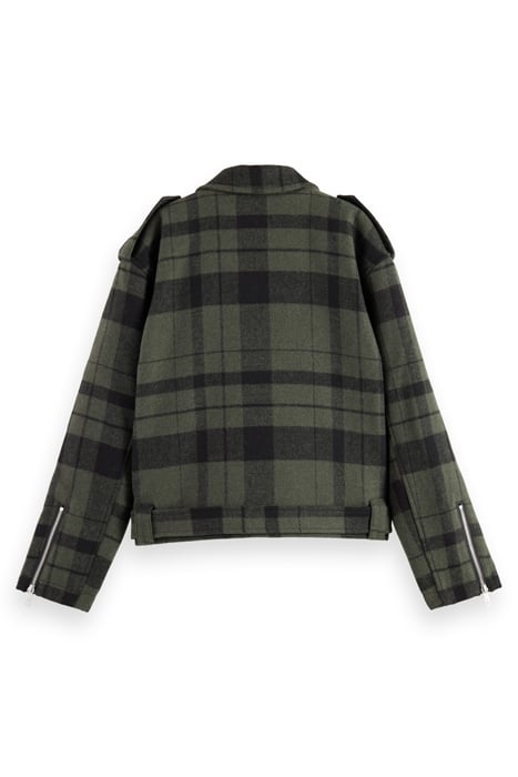 GREEN CHECK BIKER JACKET MILITARY GREEN CHECK 5
