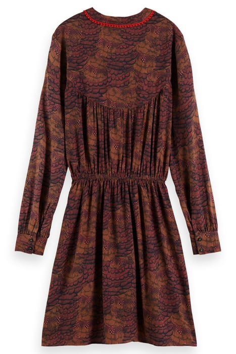 ELASTICATED WAIST MINI DRESS FEATHER BORDEAUX 5