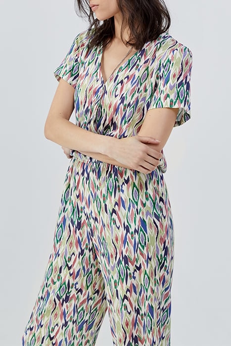 ECRU IKAT DIAMOND PRINT JUMPSUIT 5