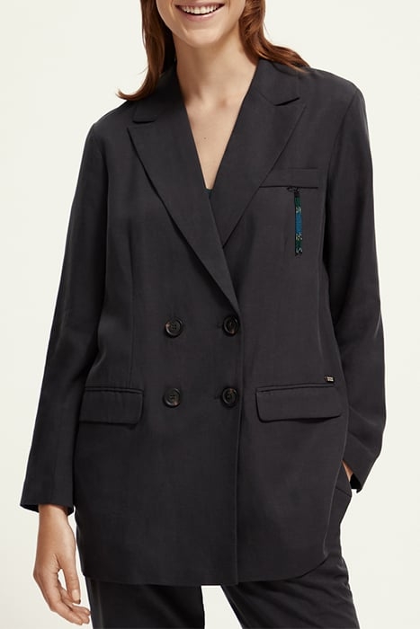 DRAPEY DOUBLE BREASTED BLAZER CHARCOAL 1