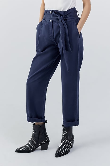 NAVY WIDE-LEG TROUSERS WITH REMOVABLE BELT 1