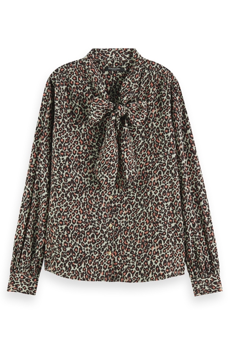 SHIRT WITH TIE NECK CREATURES OF THE NIGHT FIELD GREEN 4