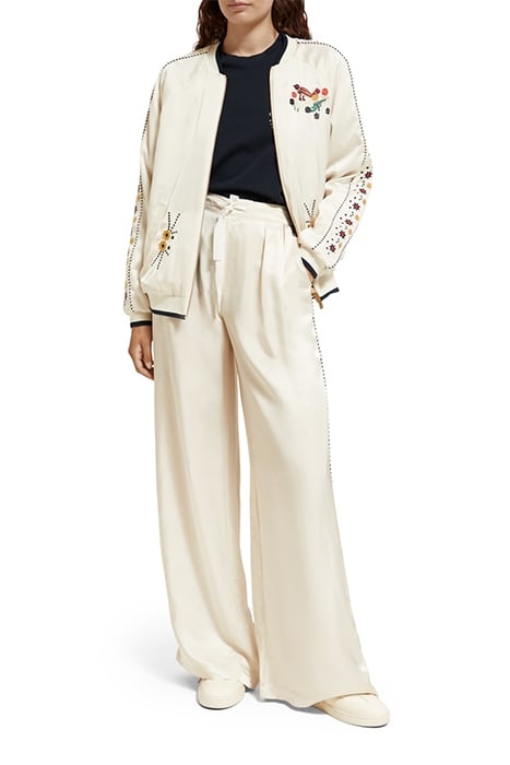 ELENI - HIGH RISE WIDE LEG PYJAMA PANTS ECRU 3