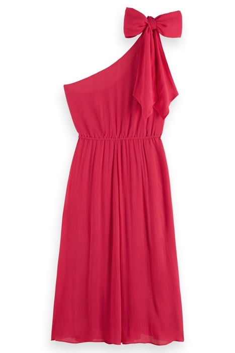 ONE SHOULDER DRESS WITH BOW DETAIL POP PINK 4