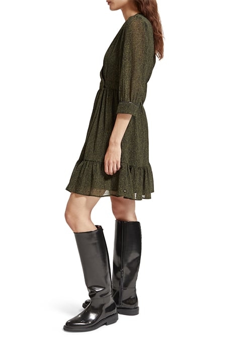 WRAP MINI DRESS LEOPARD SPOT GREEN 6