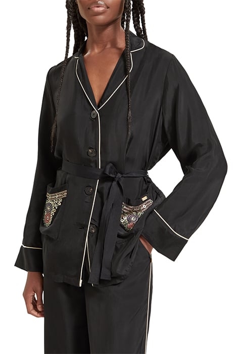 EMBROIDERED OCCASION PYJAMA BLAZER EVENING BLACK 1