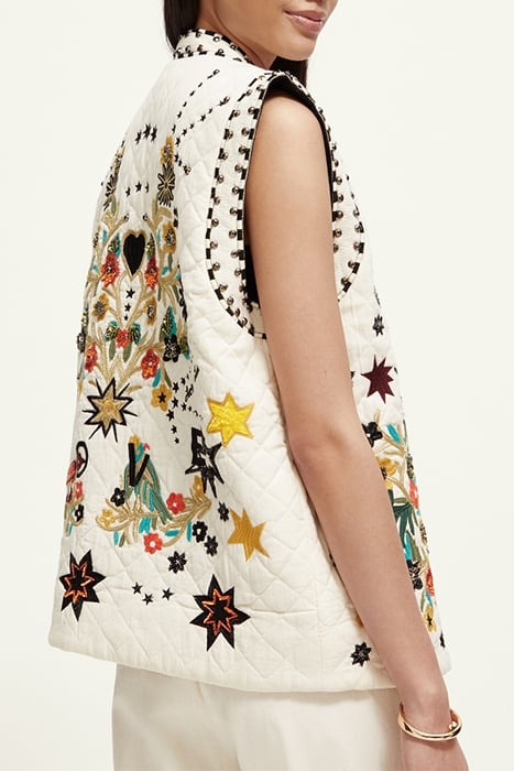 EMBROIDERED GILET ECRU 7