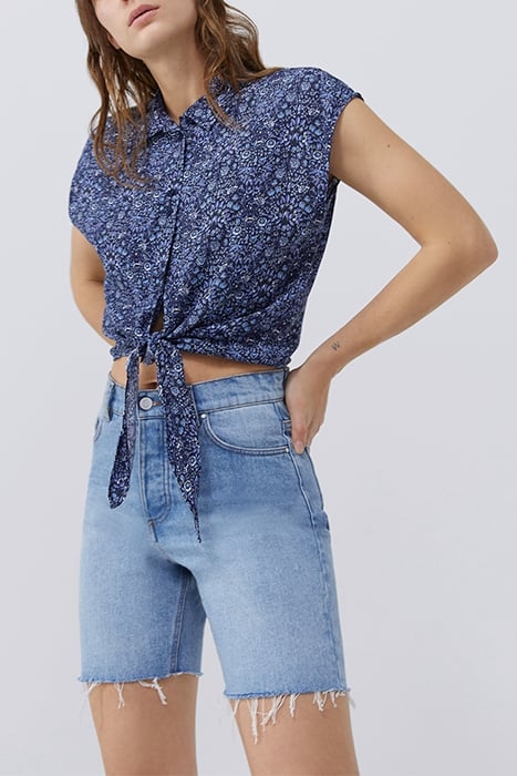 NAVY FRONT-TIED TOP WITH BLUE FLOWER PRINT 6