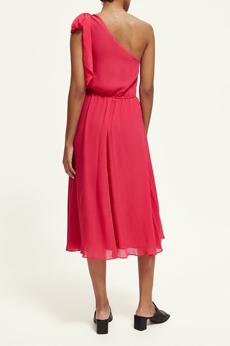 ONE SHOULDER DRESS WITH BOW DETAIL POP PINK 3