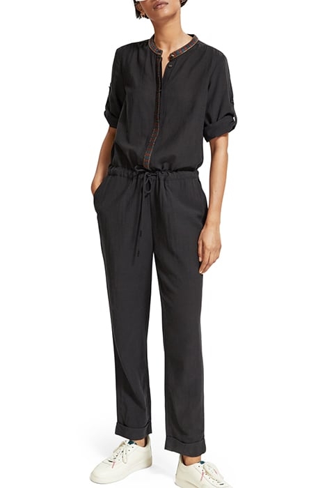 JUMPSUIT WITH ARROW HEAD TRIM EVENING BLACK 1