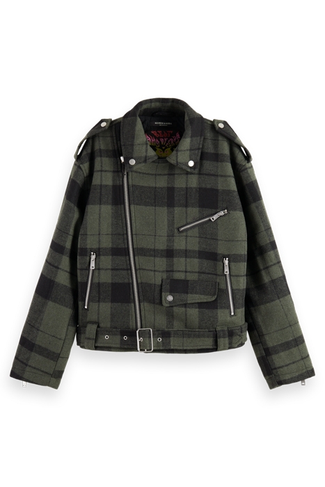GREEN CHECK BIKER JACKET MILITARY GREEN CHECK 4