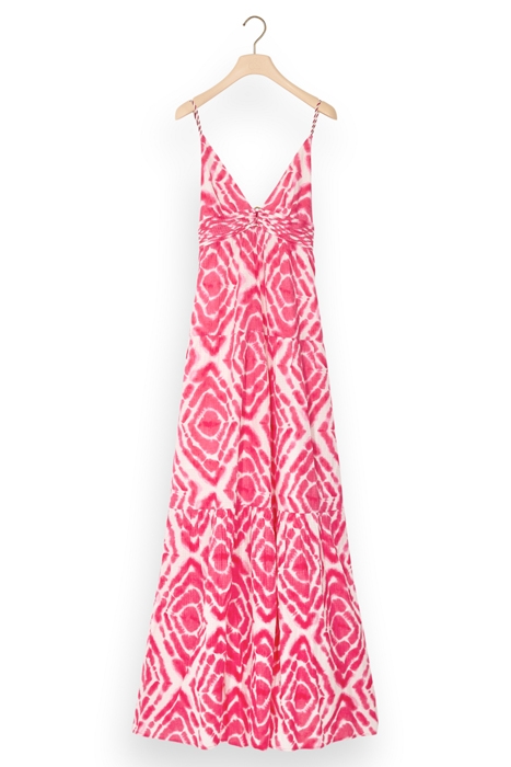MAXI WAISTED DRESS DISCO TIE DYE POP PINK 3