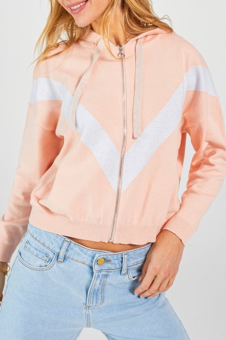 PINK KNIT XL CHEVRON HOODED CARDIGAN 1